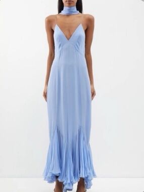 KHAITE Silk Candita Dress Cornflower Blue